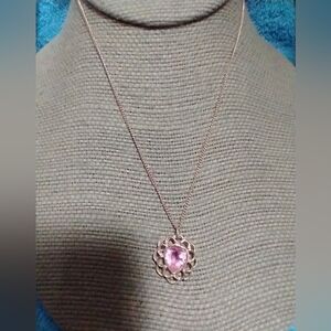 Elegant Pink Heart Pendant Necklace vintage
